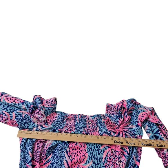 Lilly Pulitzer Romper Medium Cyla Pineapple Off Shoulder Mini Skort Skirt NWOT - Picture 11 of 13